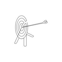 Vector Continuous one line drawing of arrow on the target Concept of business challenge