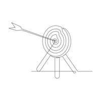 Vector Continuous one line drawing of arrow on the target Concept of business challenge