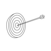 Vector Continuous one line drawing of arrow on the target Concept of business challenge