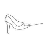Vector High heel trendy continuous line art drawing  womens shoe on white background