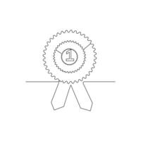 Vector One continuous line drawing of winner award badge isolated on white background