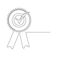 Vector star badge award  continuous line art drawing  illustration isolated on white backgroung