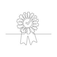 Vector star badge award  continuous line art drawing  illustration isolated on white backgroung