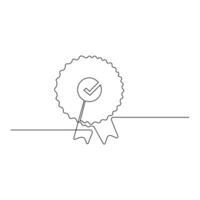 Vector star badge award  continuous line art drawing  illustration isolated on white backgroung