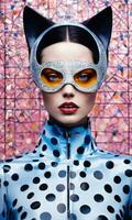 AI generated Fashion shot of a beautiful woman in a carnival mask. ai generative. ai generative photo