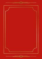 Golden framed lines for cards on an elegant red background. decorated in china vector