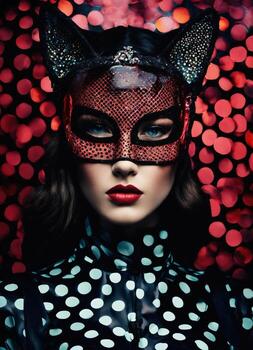 AI generated Fashion shot of a beautiful woman in a carnival mask. ai generative. ai generative photo