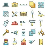 Tiler worker icons set vector color