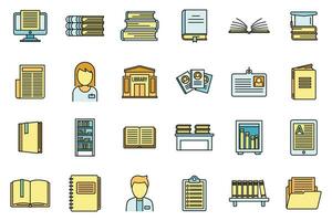 University library icons set vector color