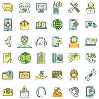 Call service center icons set vector color