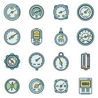 Barometer control icons set vector color