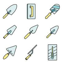 Trowel tool icons set vector color