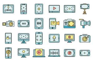 Digital screen recording icons set vector color