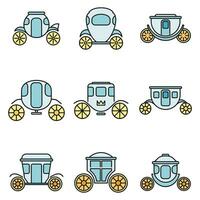 Brougham carriage icons set vector color