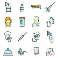 Clinic anesthesia icons set vector color