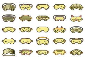 Face sleeping mask icons set vector color