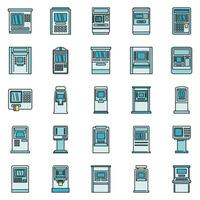 Cash atm machine icons set vector color