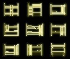 familia litera cama íconos conjunto vector neón