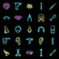 Piercing beauty icons set vector neon