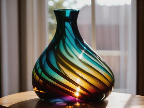 AI generated Colorful vases on a table in a modern living room. ai generative photo