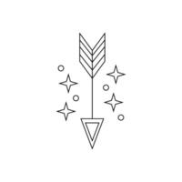 Black and white arrow icon with stars on a white background. Arrow. vector