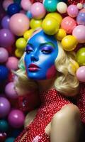AI generated Fashion shot of a beautiful woman in a carnival mask. ai generative. ai generative photo