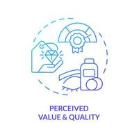 2D gradient perceived value and quality icon, isolated creative vector, thin line illustration representing pink tax. vector