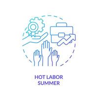 2D gradient hot labor summer icon, simple isolated vector, thin line illustration representing workplace trends. vector