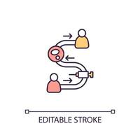 2D simple editable reduced side effects icon representing cell therapy, isolated vector, thin line illustration. vector