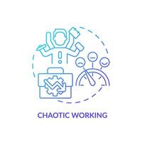 2D gradient chaotic working icon, simple isolated vector, thin line illustration representing workplace trends. vector