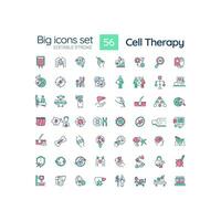 2D editable multicolor big thin line icons set representing cell therapy, isolated simple vector, linear illustration. vector