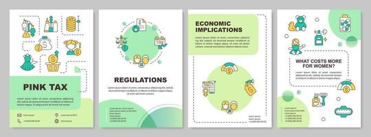 Creative gradient pink tax brochure template, leaflet design with thin linear icons, 4 vector layouts.