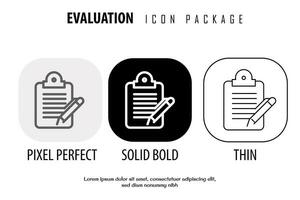 evaluación contorno icono en diferente estilo vector diseño píxel Perfecto