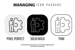 managing sign outline icon in different style vector design pixel perfect