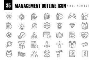 Business Management Outline pixel perfect Icon Collection. designed for mobile and web. Simple web icons set vector