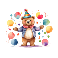 AI generated Teddy bear with balloons png