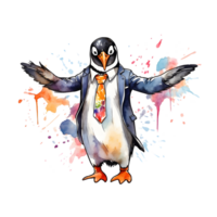 AI generated Penguin with a tie, party element. png