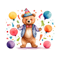 ai genererad teddy Björn med ballonger png