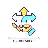 2D simple editable cognitive systems icon representing cognitive computing, isolated vector, thin line illustration. vector