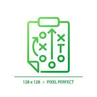 Playbook gradient linear vector icon. American football play strategy. Team guide. Developing tactics and strategies. Thin line color symbol. Modern style pictogram. Vector isolated outline drawing