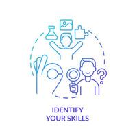 2D gradient identify your skills icon, simple isolated vector, thin line illustration representing workplace trends. vector