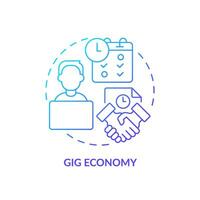 2D gradient gig economy icon, simple isolated vector, thin line illustration representing workplace trends. vector