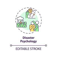 2D editable multicolor disaster psychology icon, simple isolated vector, thin line illustration representing environmental psychology. vector