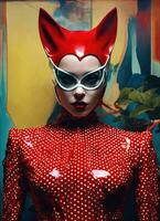 AI generated Fashion shot of a beautiful woman in a carnival mask. ai generative. ai generative photo