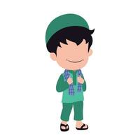 cute isolated muslim characer. chibi style character design. vector