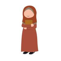 cute isolated muslim characer. chibi style character design. vector