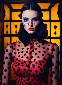 AI generated Fashion shot of a beautiful woman in a carnival mask. ai generative. ai generative photo