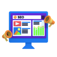 3d illustrazione di SEO marketing png