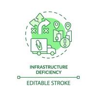 2D editable green infrastructure deficiency icon, monochromatic isolated vector, thin line illustration representing agricultural clusters. vector