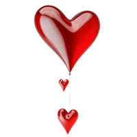 AI generated Glossy red hearts. Isolated on a transparent background. png